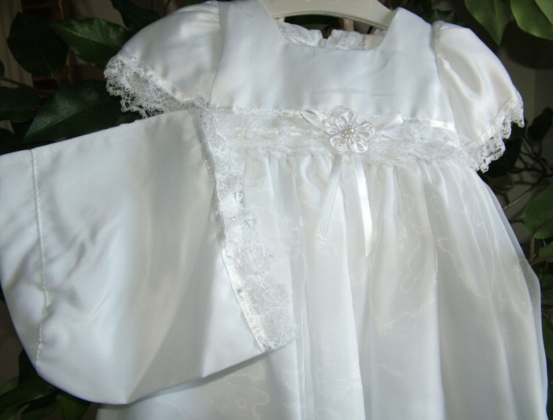 Image 5 of Baby Girls Embroidered Whites Christening Boutique Polyester Dress Set, S Square