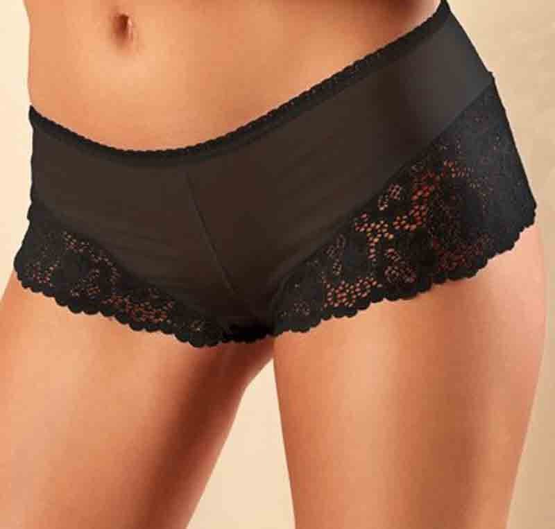 Sexy Lace Trimmed Briefs Hi-Cut Panties in White or Black, EU