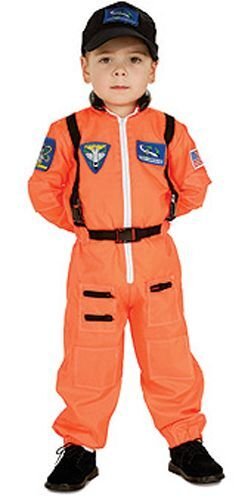 Super Hero Cute Orange Flight Suit w/Patches & Cap Astronaut Costume, Rubies 