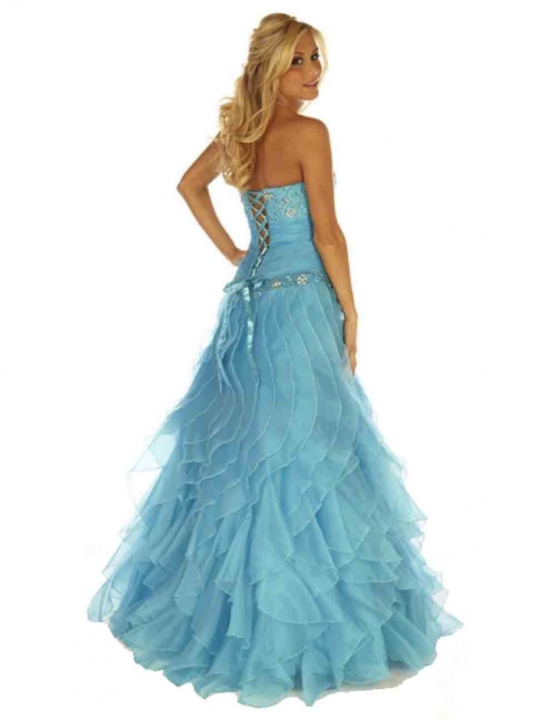 Image 1 of Sexy Strapless Corset Aqua Cinderella Mermaid Prom Evening Gown Joli 9538 12