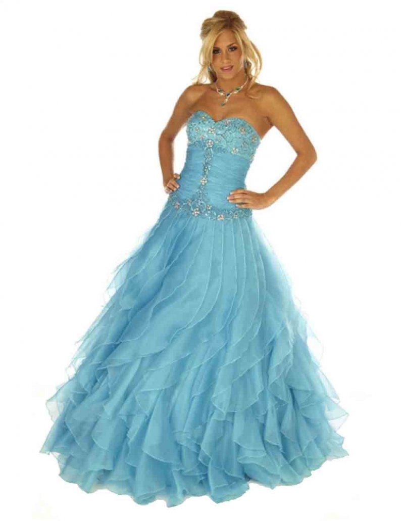 Image 2 of Sexy Strapless Corset Aqua Cinderella Mermaid Prom Evening Gown Joli 9538 12