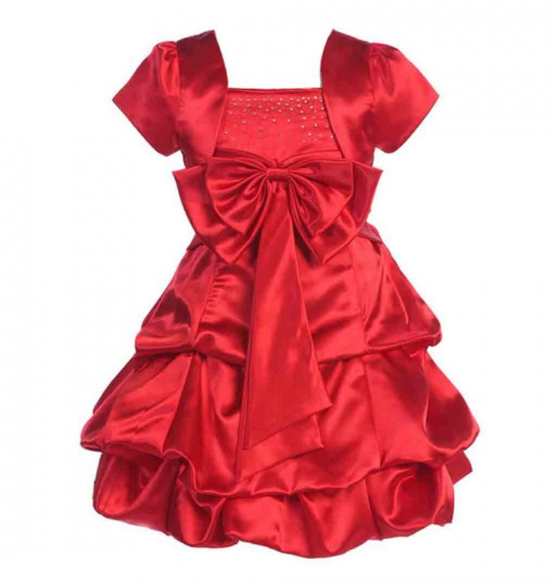Image 1 of Stunning Girl's Fuchsia or Red Flower Girl Pageant Party Dress w/Bolero - Fuchsi