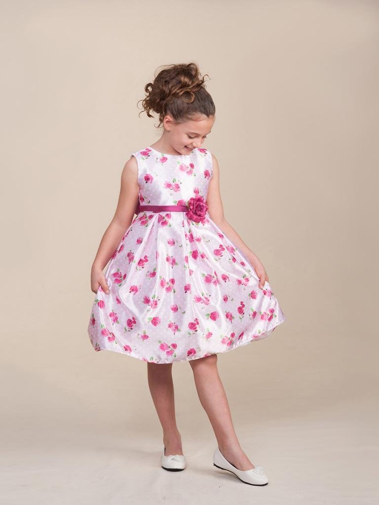 Sweet White Sleeveless Pink Floral Flower Girl Pageant Dress Crayon Kids USA 979