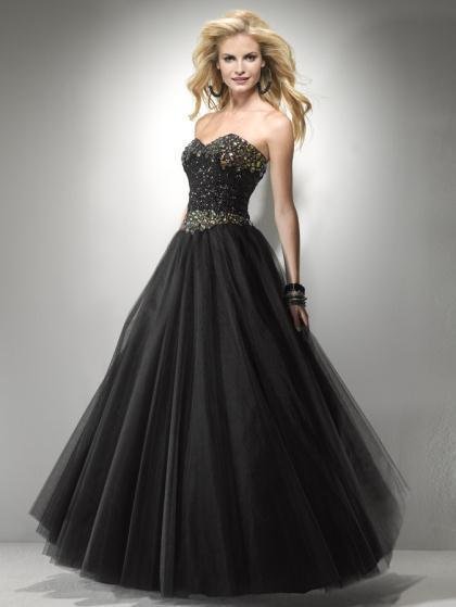 Image 1 of Sexy Strapless Black or Pink Beaded Prom Pageant Evening Gown Dress, Flirt 5794 