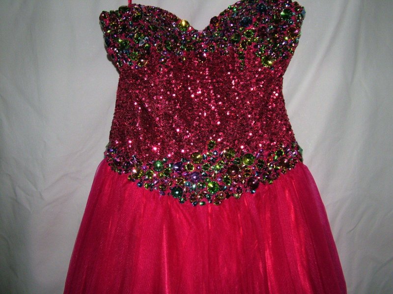 Image 5 of Sexy Strapless Black or Pink Beaded Prom Pageant Evening Gown Dress, Flirt 5794 