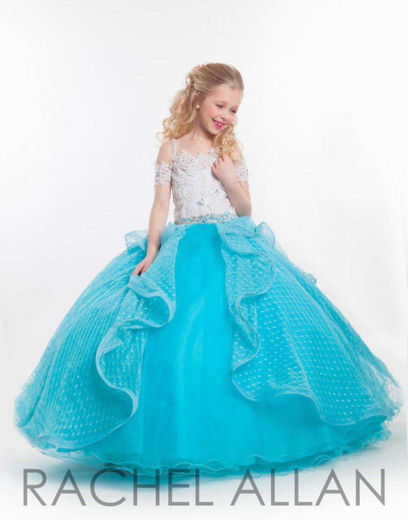 Image 6 of Perfect Angels Little Girls' Beaded Tiered All White Pageant/Flower Gown Dress -