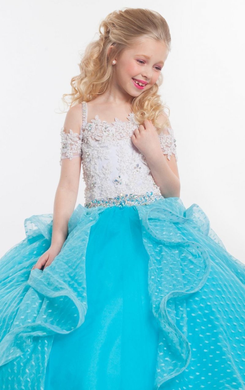Image 7 of Perfect Angels Little Girls' Beaded Tiered All White Pageant/Flower Gown Dress -