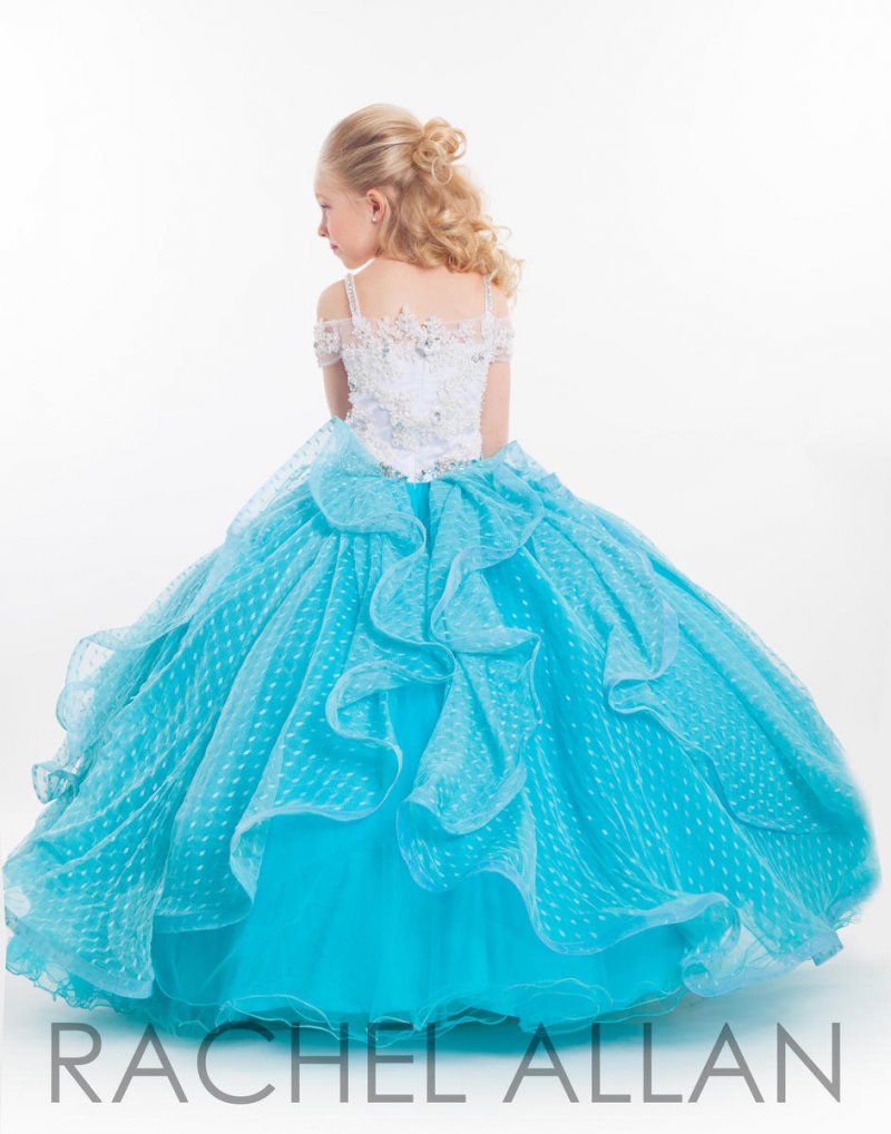 Image 8 of Perfect Angels Little Girls' Beaded Tiered All White Pageant/Flower Gown Dress -