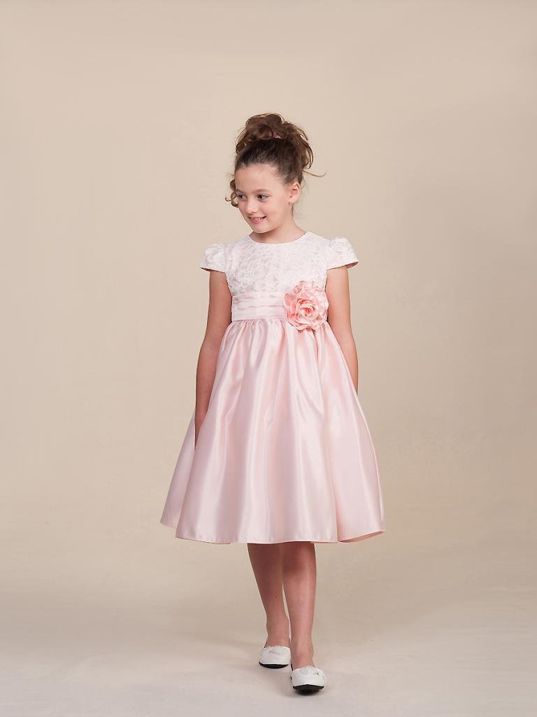 Stunning Pink Pageant Flower Girl Holiday Party Dress/Lace Top, Crayon Kids USA 