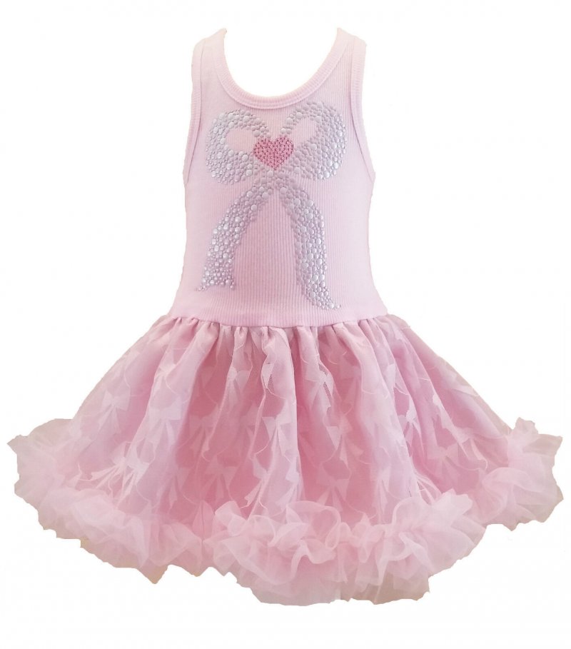 Image 0 of Sweet Pink Misty Bow Chiffon Sleeveless Tutu Dress, 3-6x USA, Cupcakes & Kisses 