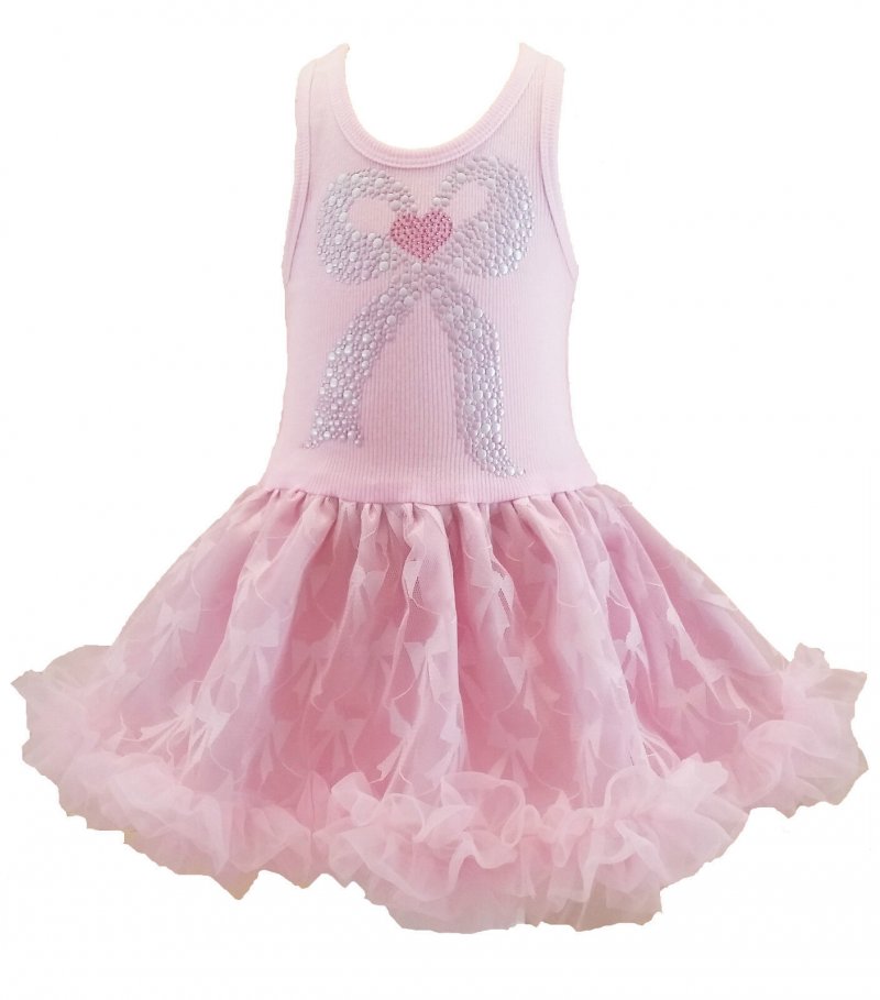 Image 1 of Sweet Pink Misty Bow Chiffon Sleeveless Tutu Dress, 3-6x USA, Cupcakes & Kisses 