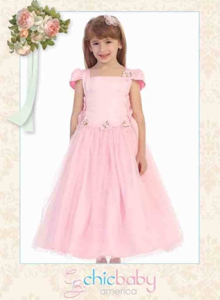 Image 2 of Chic Baby Blush Pink Tea Length Pageant Party Holiday Dress, 2, 4, 6 USA - Blush