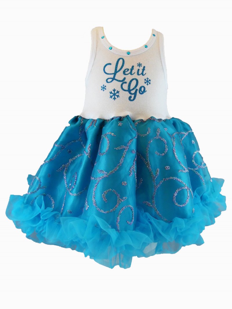 Image 0 of Chic Let It Go Chiffon Sleeveless Tutu Dress 3-6x Cupcakes & Kisses Turquoise