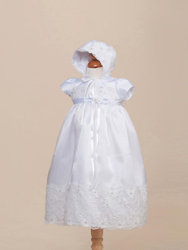 Image 0 of Gorgeous White Lace Baby Girl Christening Dress Hat Set, Crayon Kids USA BC 236 