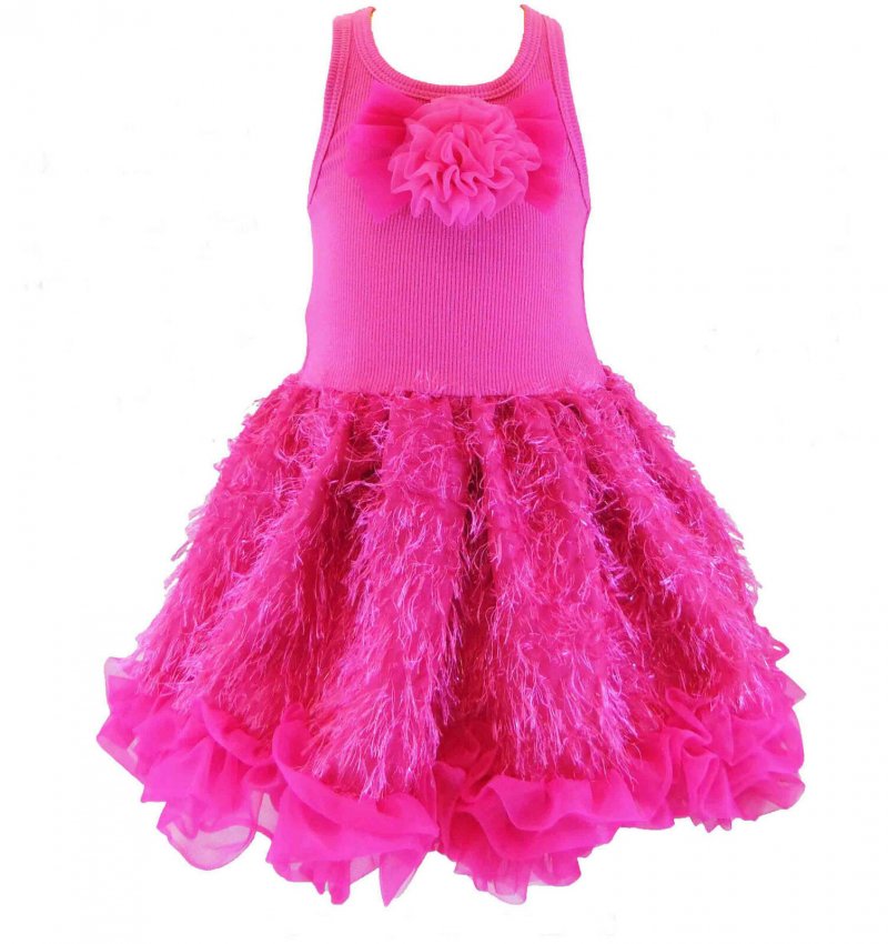Posh Sparkly Fuchsia Eyelash Chiffon Pink Tutu Dress, 6M-5/6 USA Cupcakes Kisses