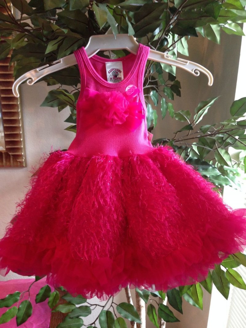Image 2 of Posh Sparkly Fuchsia Eyelash Chiffon Pink Tutu Dress, 6M-5/6 USA Cupcakes Kisses
