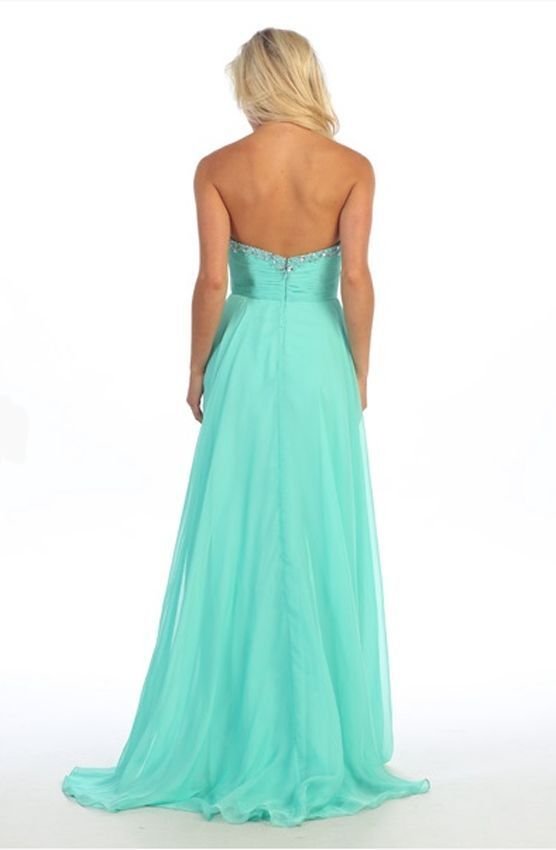 Image 1 of Romantic Sexy Strapless Mint Long Chiffon Evening Gown/Prom Dress/Beaded Bodice 