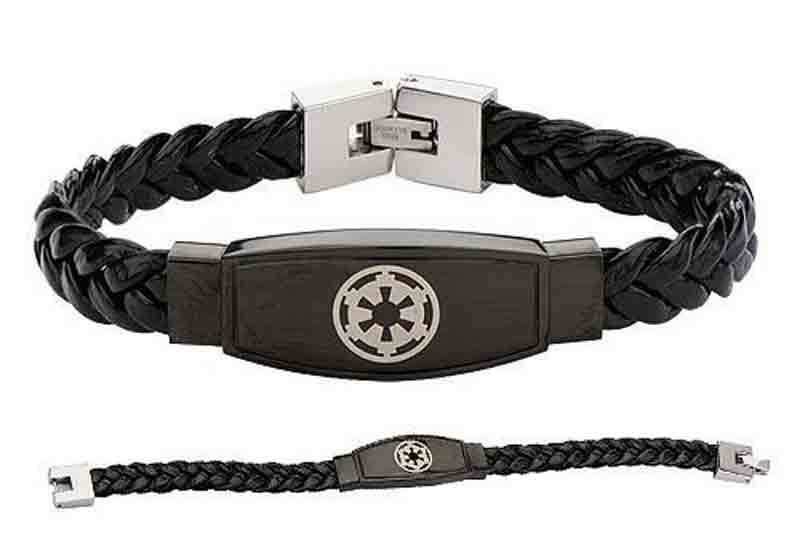Image 0 of Star Wars Evil Empire Imperial Symbol Unisex Black Leather Braided Bracelet 8.5
