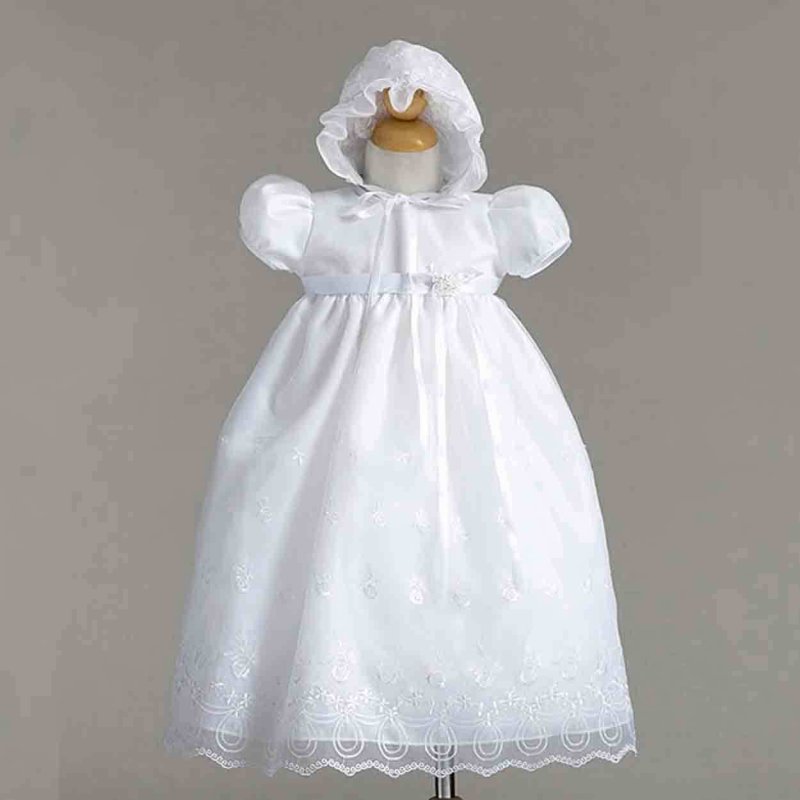 Image 0 of Gorgeous Lace Baby Girl Christening Dress Hat Set, Crayon Kids USA - White - Pol