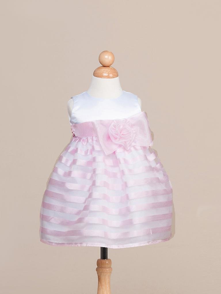 Image 1 of Stunning Pink Striped White Top Flower Girl Party Pageant Dress, Crayon Kids USA
