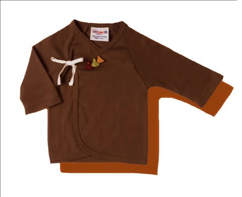 Image 4 of Soft So Cute Chocolate & Orange Sckoon Organic Cotton Kabuki Infant Wear - Kimon