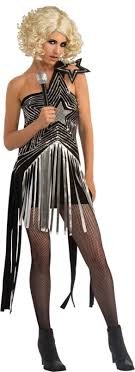 Licensed Lady Gaga Rock Star Adult Black Silver Star Costume, Rubies 889977