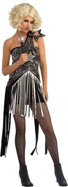 Image 2 of Licensed Lady Gaga Rock Star Adult Black Silver Star Costume, Rubies 889977