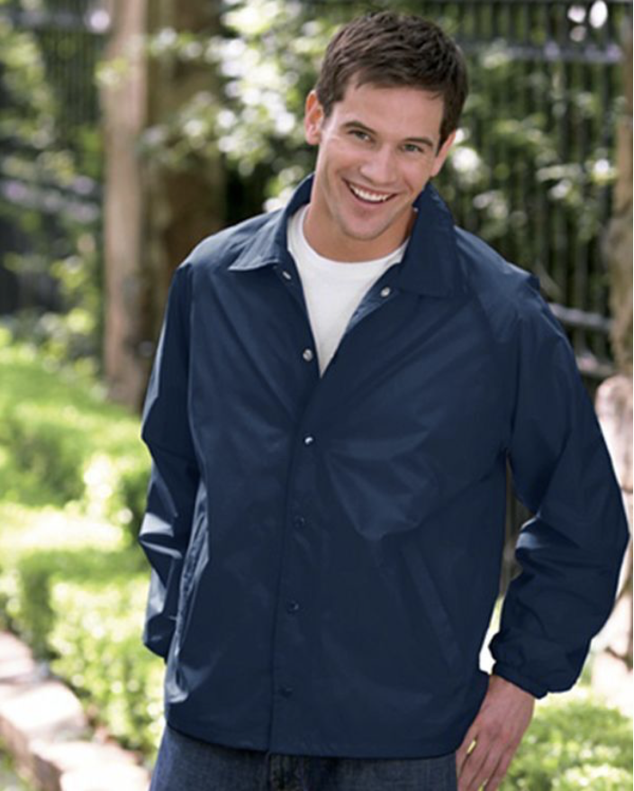 Image 1 of Auburn Kasha Lined Nylon Coach Jacket, Adult Solid Red,Blue,Black,Green L-4XL