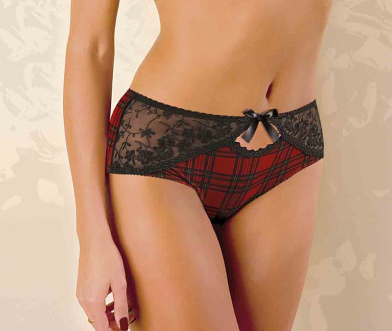 Image 1 of Sexy Maternity Nursing Panties, Mama Roxy Red or Gray and Black Plaid/Lace, EU