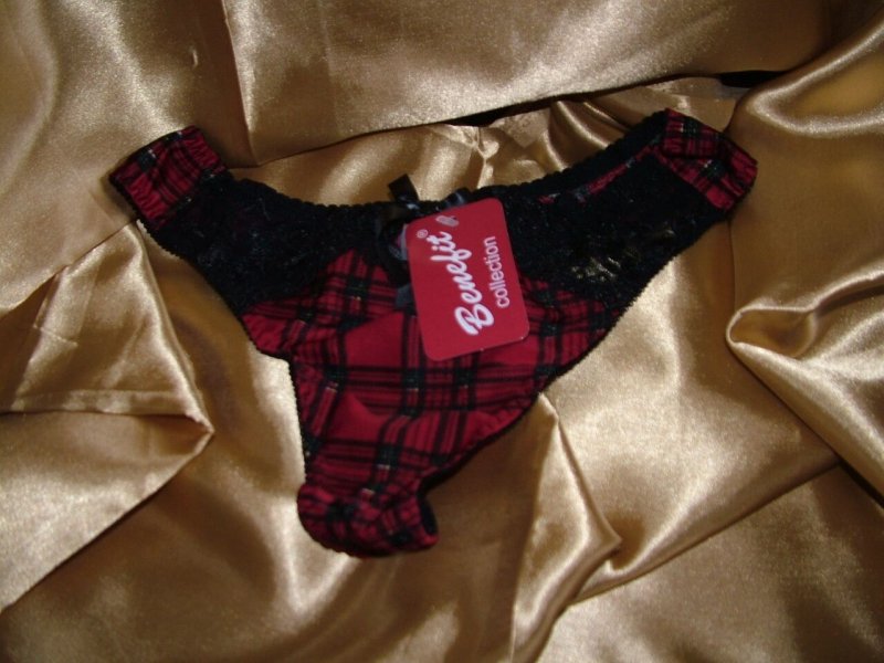 Image 2 of Sexy Maternity Nursing Panties, Mama Roxy Red or Gray and Black Plaid/Lace, EU