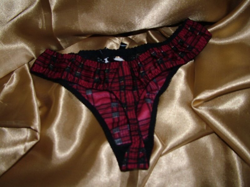 Image 3 of Sexy Maternity Nursing Panties, Mama Roxy Red or Gray and Black Plaid/Lace, EU