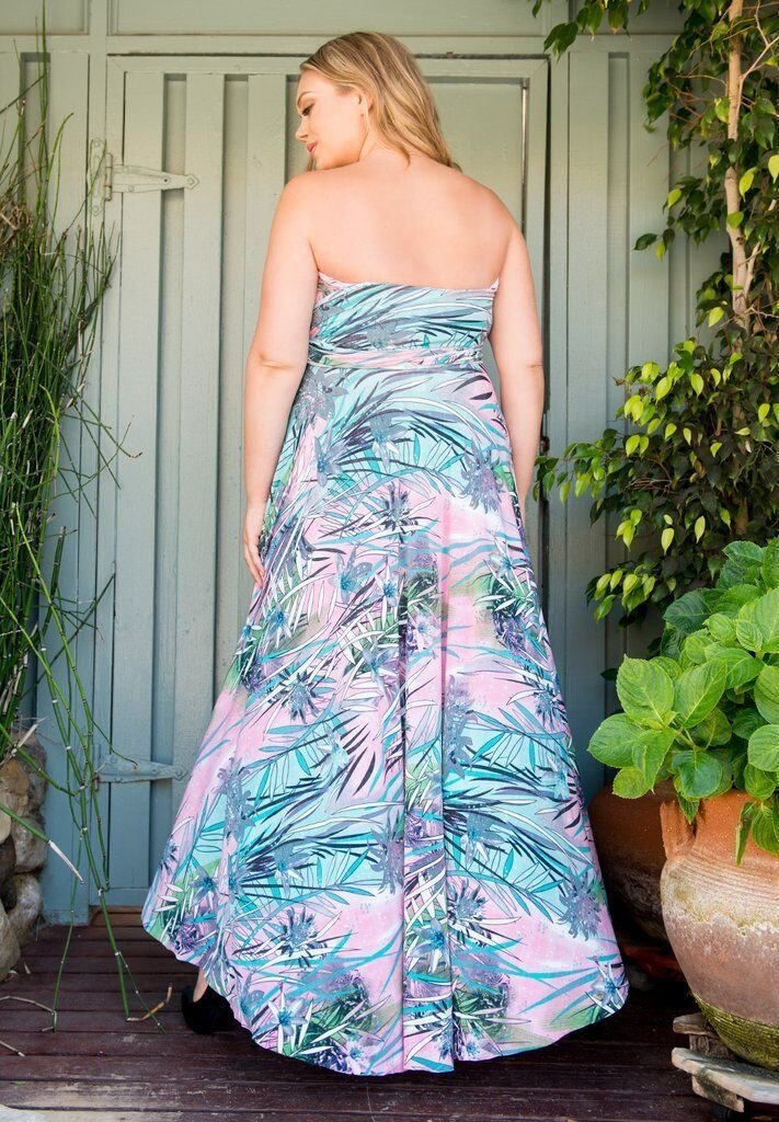 Image 1 of SWAK Designs Eternity Blue Pink Amore Maxi Wrap Dress, Sexy Plus Size - Blue 