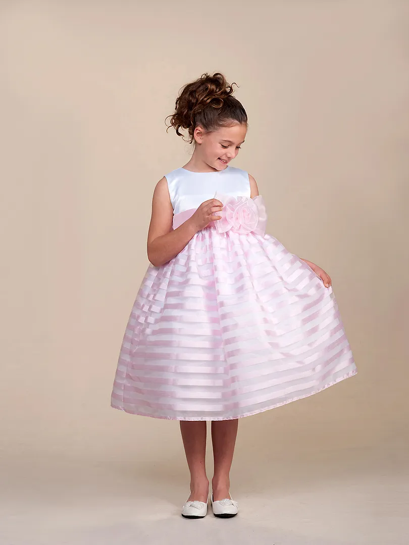 Image 5 of Stunning Black Striped White Top Flower Girl Party Pageant Dress Crayon Kids USA