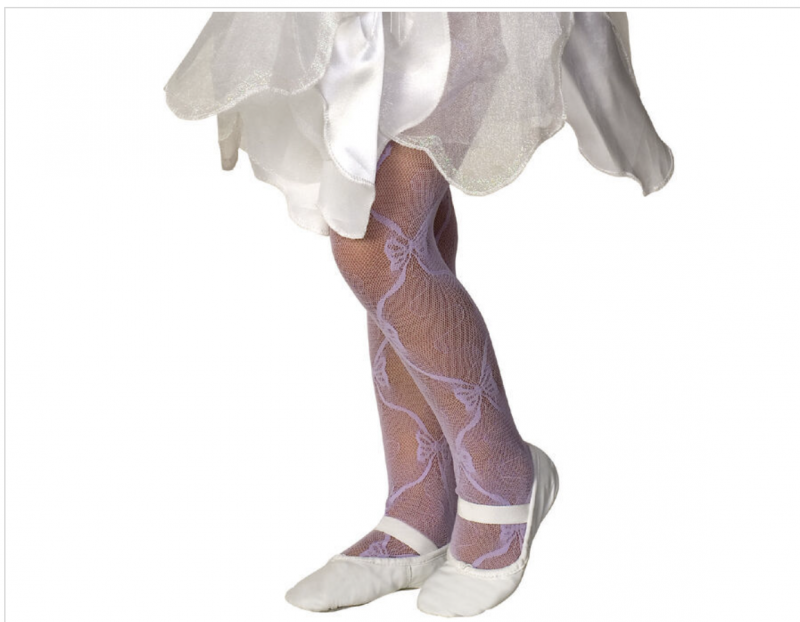 Image 0 of Rubies Girl's Fancy Fashion Dance Mesh Bow Tights - White, Blue, Pink, Lilac 