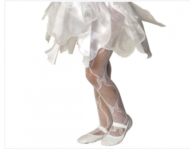 Image 1 of Rubies Girl's Fancy Fashion Dance Mesh Bow Tights - White, Blue, Pink, Lilac 
