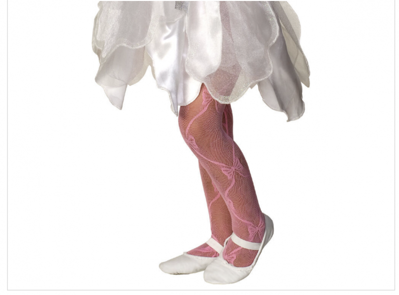 Image 2 of Rubies Girl's Fancy Fashion Dance Mesh Bow Tights - White, Blue, Pink, Lilac 