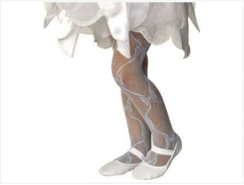 Image 3 of Rubies Girl's Fancy Fashion Dance Mesh Bow Tights - White, Blue, Pink, Lilac 