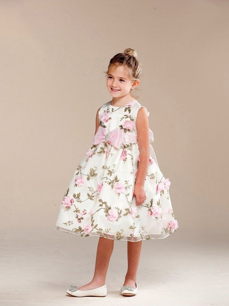 Image 0 of Posh Sweet Ivory Floral Embroidered Flower Girl Party Dress, Crayon Kids USA - 4