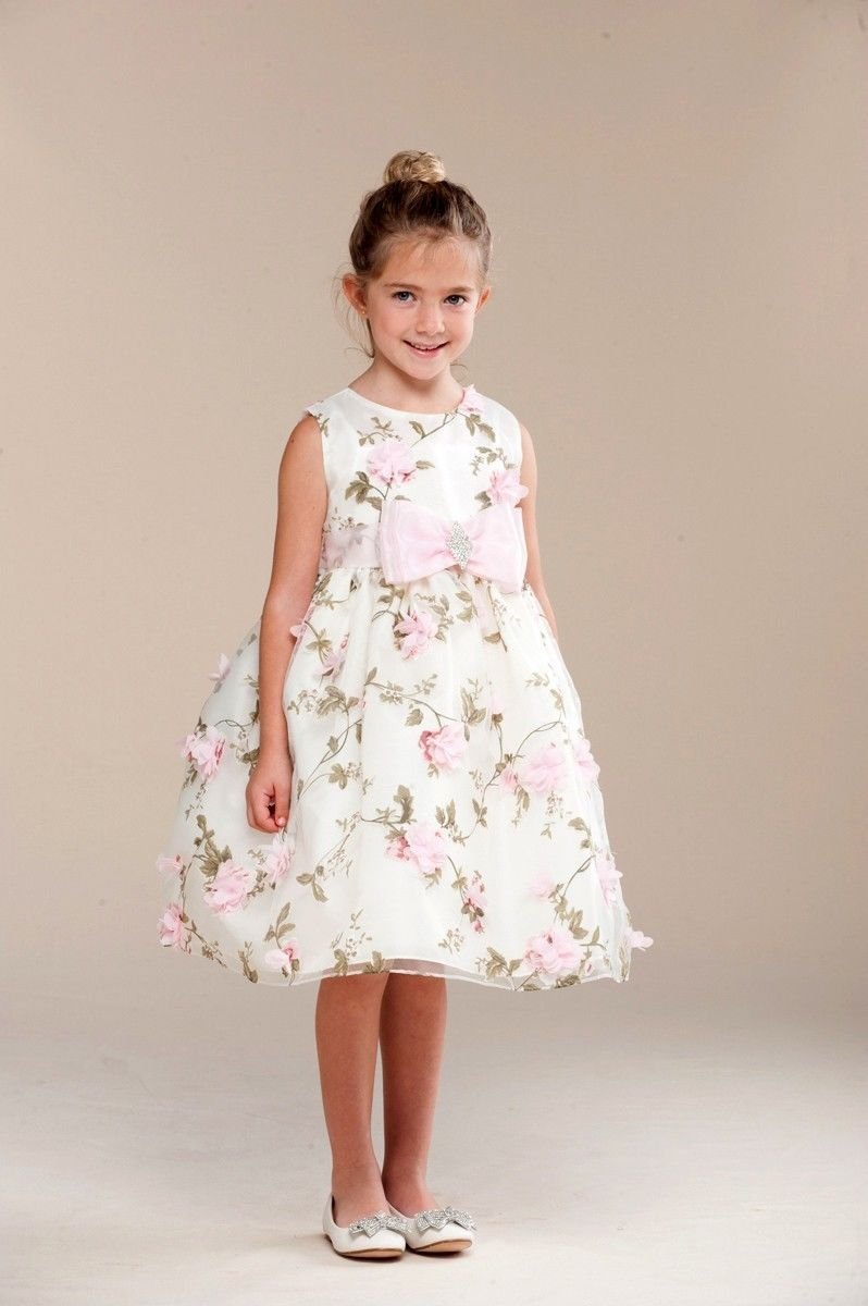 Image 1 of Posh Sweet Ivory Floral Embroidered Flower Girl Party Dress, Crayon Kids USA - 4