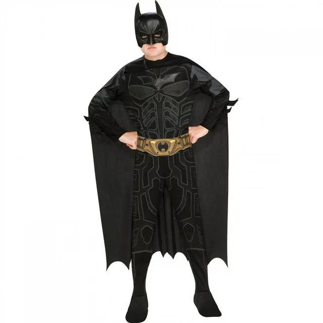 Child's Batman Black Dark Knight Deluxe Costume w/ Muscle Chest, Rubies, 881290 