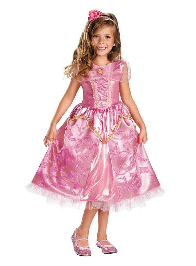Deluxe Princess Aurora Pink Sparkle Girl Dress/Headpiece Costume Disney/Disguise