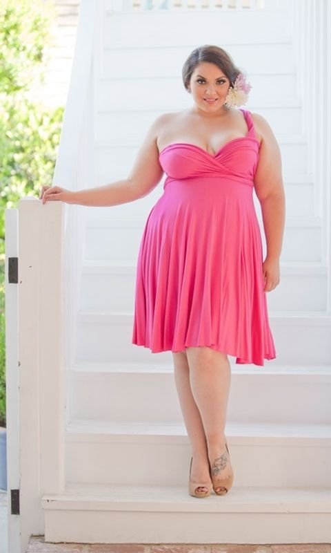 Image 3 of SWAK Designs Sexy Eternity Fuchsia Pink or Royal Blue Wrap Party Dress Plus Size