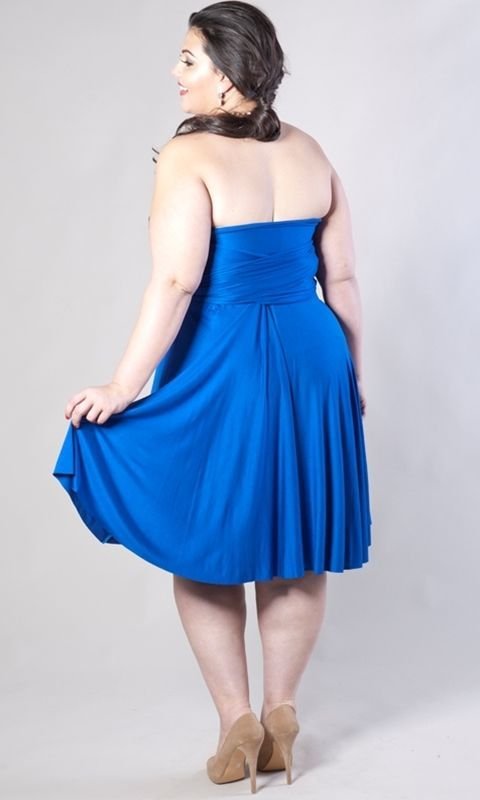 Image 4 of SWAK Designs Sexy Eternity Fuchsia Pink or Royal Blue Wrap Party Dress Plus Size