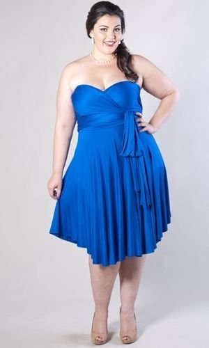 Image 5 of SWAK Designs Sexy Eternity Fuchsia Pink or Royal Blue Wrap Party Dress Plus Size
