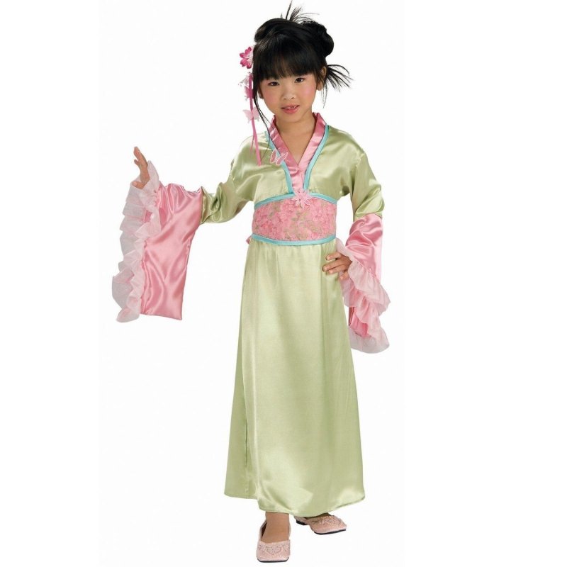 Elegant Pink or Green Polyester Asian Princess Girls Kimono Costume/Headpiece - 