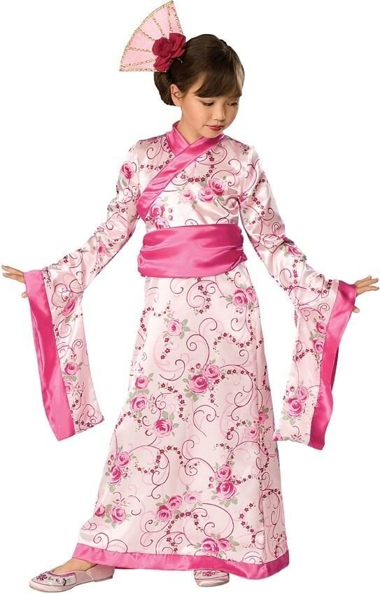 Image 1 of Elegant Pink or Green Polyester Asian Princess Girls Kimono Costume/Headpiece - 
