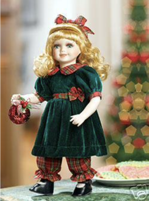 Image 0 of Rachel Porcelain Doll, Green & Red w/Ornament Heritage Signature Collection 13