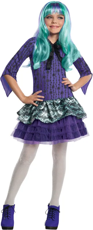 Fashionista Monster High Twyla Girl Polyester Purple Costume/Aqua Wig, Rubies