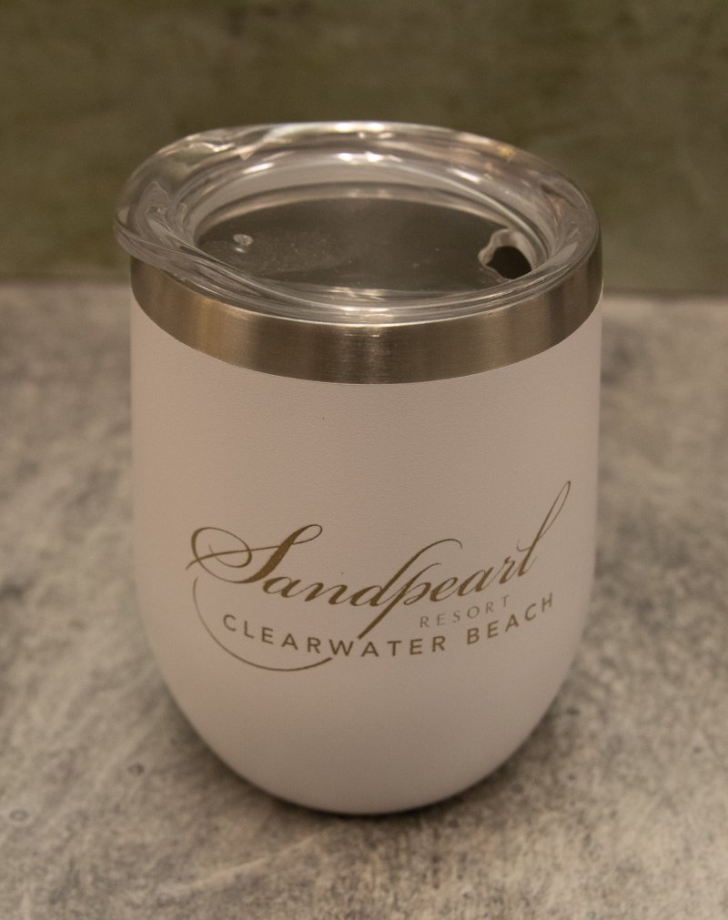 Stainless Steel Wine Cup- White with Sandpearl logo