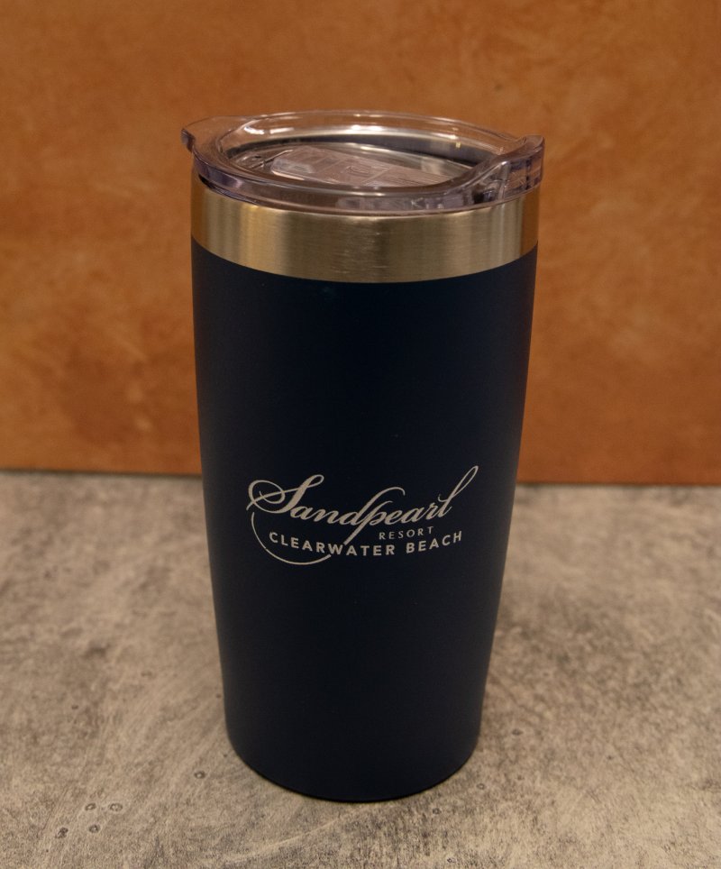 Stainless Steel Cup- Blue with Sandpearl logo